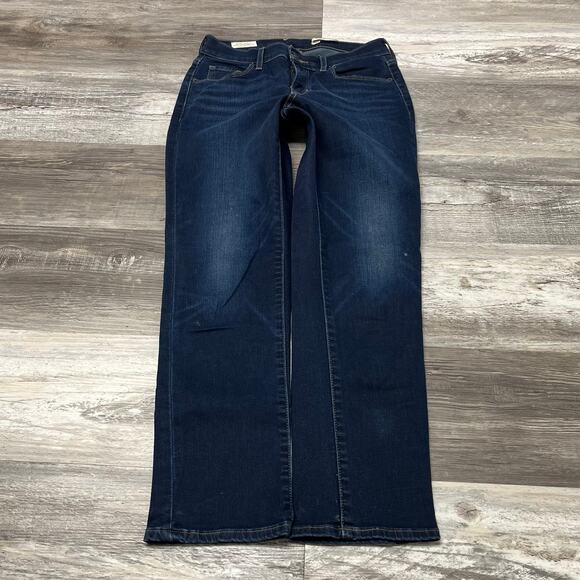 Levis Premium Dark Wash Blue Womens 26x27 Curvy Straight Stretch Jeans Red Tab - Picture 3 of 15